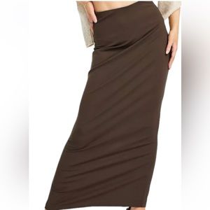 & Other Stories body-conscious midi skirt in dark brown